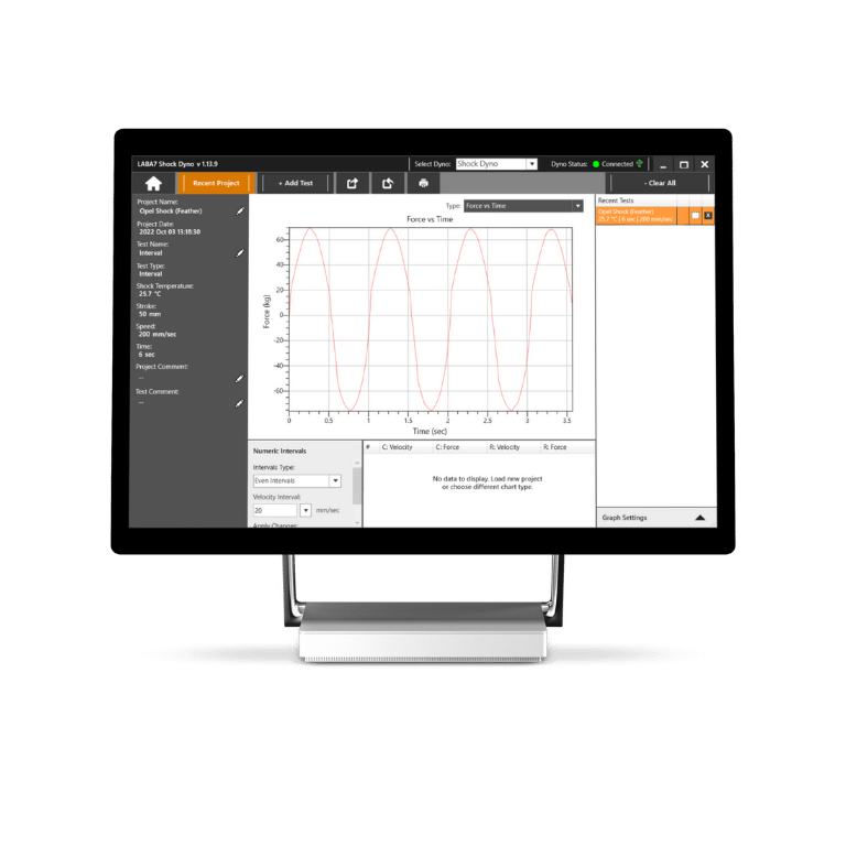Force vs Time graph shock dyno LABA7 Force vs Time graph LABA7