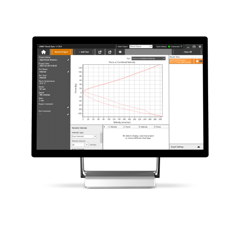 Force vs Combined Velocity graph shock dyno LABA7 Force vs Combined Velocity graph LABA7
