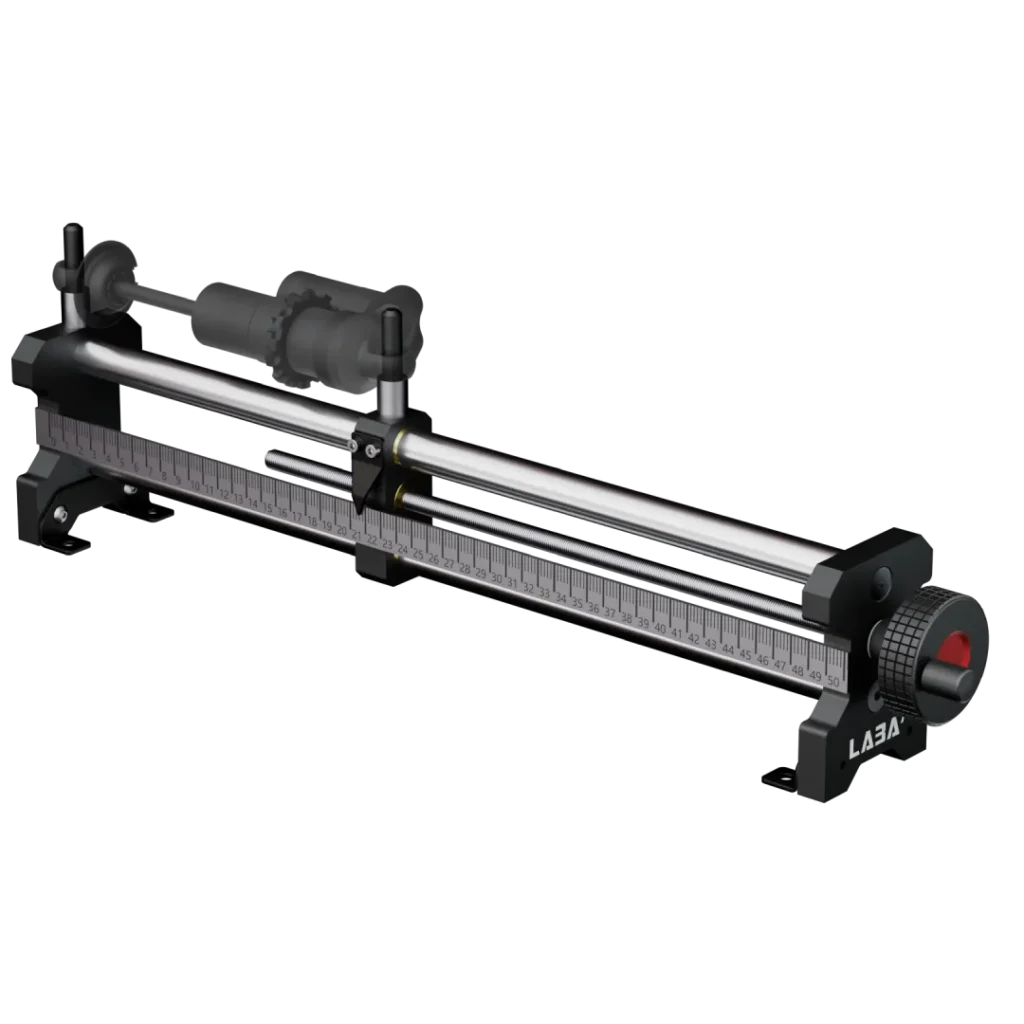 Shock absorber stretching and measuring tool with semi transparent shock absorber