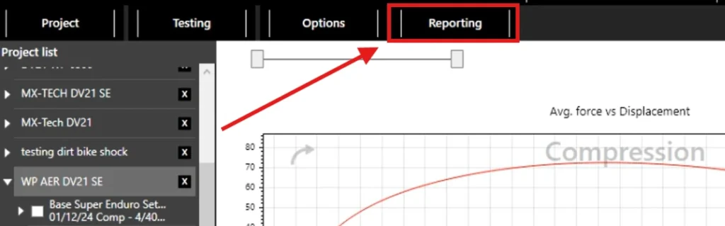 Accessing the Reporting Features on LABA7 shock test bench software