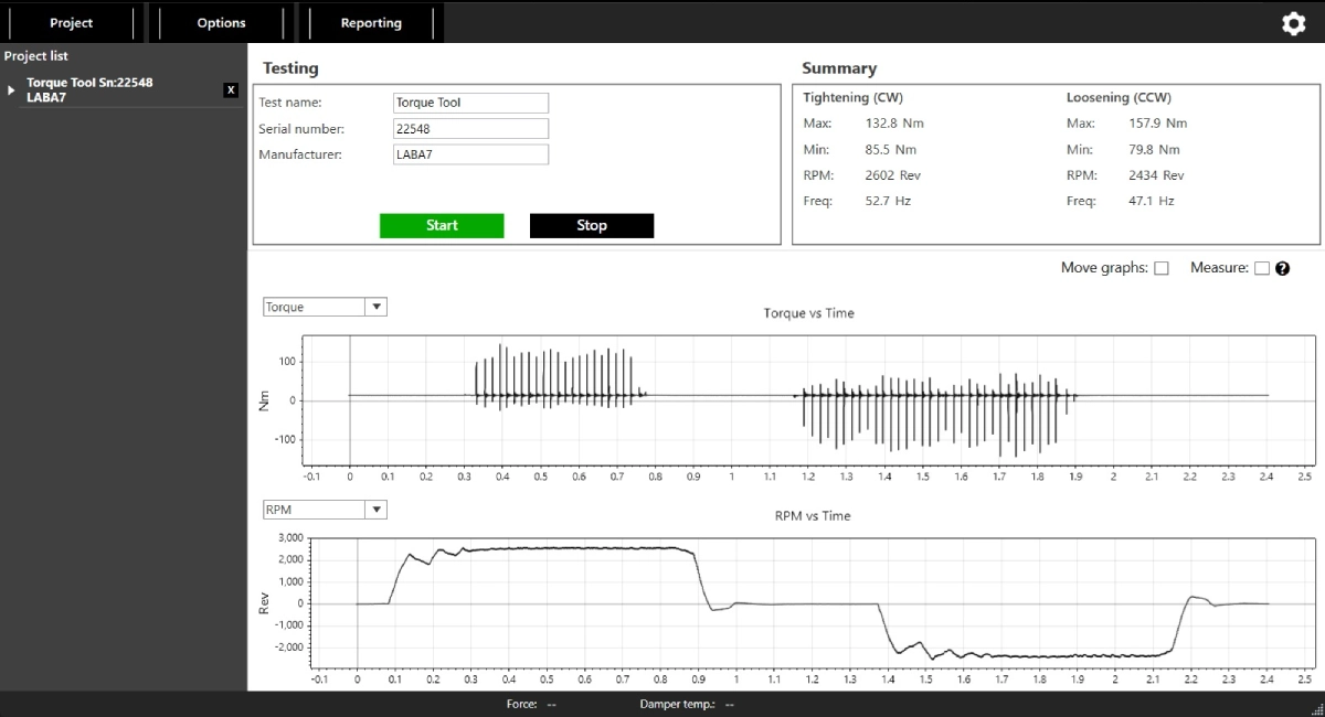 Torque Measurement - Software Screenshot 1